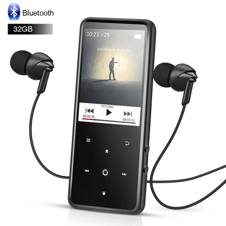 AGPTEK 32GB MP3 Player Bluetooth 4.0 with 2.4 Inch TFT Color Screen, FM/Voice Recorder Touch Button Music
