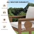 thumbnail image 4 of KINGYES 8 Piece HDPE Patio Furniture Set with Umbrella, All Weather Outdoor Modular Sectional Sofa Set, Patio Conversation Set, Brown Frame with Beige Cushions, 4 of 8
