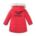 thumbnail image 2 of Zwiiyzr Toddler Kids Girls Winter Padded Coats Heavy Coat Thickened Jacket Children Letter Cute Hooded Zipper Jacket Clothes Red, 2 of 4