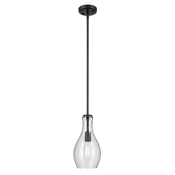 42456BKCS Kichler Lighting Everly - 1 Light Mini Pendant - with Transitional inspirations - 13.75 inches tall by 7 inches wide-Black Finish-Clear