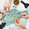 thumbnail image 4 of Birds Cutting Board, Colorful Illustration of Flying Birds Against Clear Sky Sunny Day Cheerful Modern Art, Tempered Glass Cutting and Serving Board, Wine Bottle Shape, Red Blue, by Ambesonne, 4 of 5
