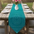 thumbnail image 6 of Table Runners 72 Inches Long, Teal Boho Cotton Linen Kitchen Dining Coffee Table Runner for Party Home Decor, Farmhouse Abstract Geometric Aesthetic Art Tabletop Dresser Scarves Runner 14x72 Inch, 6 of 9