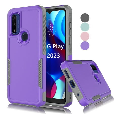 For Motorola Moto G Play 2023 Case ,Sturdy Phone Case for Moto G Play 2023,Tekcoo Shockproof Protection Heavy Duty Armor Hard Plastic & Rubber Rugged Bumper 2-in-1 Case Cover -Purple