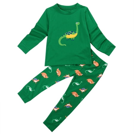 

Toddler Baby 2 Piece Pajama Set Cotton Printed T Shirt with Pants