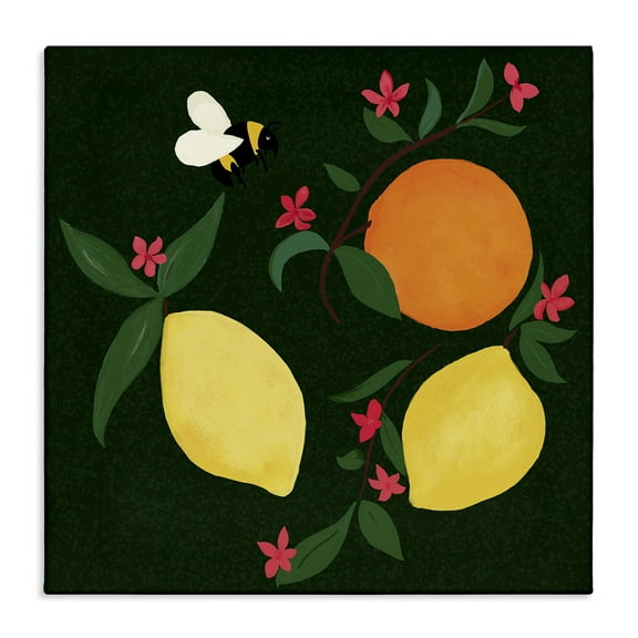 Stupell Industries Citrus & Bumble Bee Food & Beverage Painting Wrapped Canvas Art Print Wall Art, 17 x 17