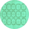 thumbnail image 1 of Ahgly Company Indoor Round Abstract Turquoise Blue Modern Area Rugs, 4' Round, 1 of 4