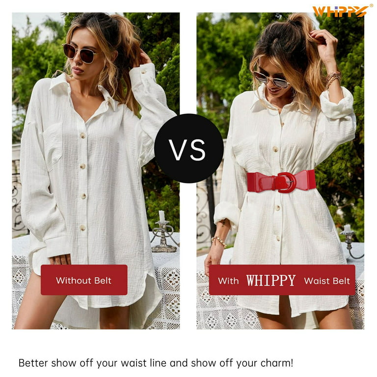 WHIPPY Women Elastic Wide Belt, Stretch Plus Size Waist Belt for Jeans  Dress 