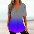 thumbnail image 2 of Xihbxyly Zippered Tops for Women Plus Size V Neck T Shirts Women Short Sleeve Shirt Half Zipper Blouse Loose Comfortable Print Top Blouse Graphic Tee Shirts 2024 Summer Tops #4, 2 of 5