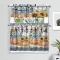 thumbnail image 2 of Thanksgiving Theme Kitchen Curtains 3-PC Set Pumpkin Pattern Rustic Fall Style Rod Pocket Design, 2 of 6