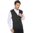 thumbnail image 2 of Purcoar Men's V-Neck Button Front Sweater Vest Twist Cable Knitwear Cardigan, 2 of 6