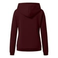 thumbnail image 5 of Scyoekwg Sweatshirt for Women Trendy Classic Solid Colors Long Sleeve Essentials Hoodie Pullover Tops Hooded Neck Pullover Sweatshirt Casual Hoodie Tops Ladies Sweatshirts Wine L, 5 of 5