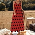 thumbnail image 3 of Black Polka Dots on Red Background Sleeveless Dress Loose Women's Dress Dresses Luxury Evening Dresses, 3 of 9