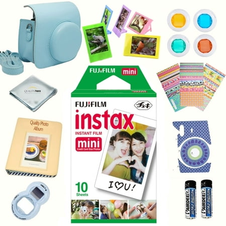 Fujifilm instax mini Film accessories KIT BLUE includes - instant film 10 pack +  deluxe bundle for Fujifilm instax mini Film