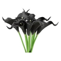20Pcs Black Artificial Calla Lily Bridal Wedding Artificial 𝐅ake Flowers Party Decor Bouquet PU 𝐑eal 𝐓ouch Flower
