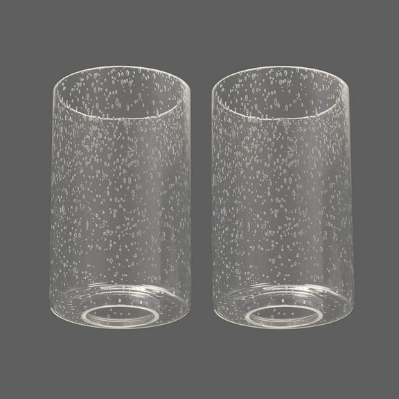 YUYAN-2 Pack Clear Seeded Glass Shade, Cylinder Light Fixture Replacement Globe or Cover with 1-5/8-Inch Fitter for Chandelier Wall Sconce Pendant Light, G0004