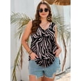 thumbnail image 6 of SHOWMALL Women's Plus Size Summer Tank Top, Soft Stretchy V Neck Pleated Tunic for Travel and Lounge, Abstract Flow Black 4X Sleeveless Side Slit Casual Layering Sun Shirt, 6 of 8