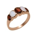 thumbnail image 1 of LBG British Made Solid 9k Rose Gold Natural Garnet & Opal Womens Band Ring - 33 size options - Size 12, 1 of 6