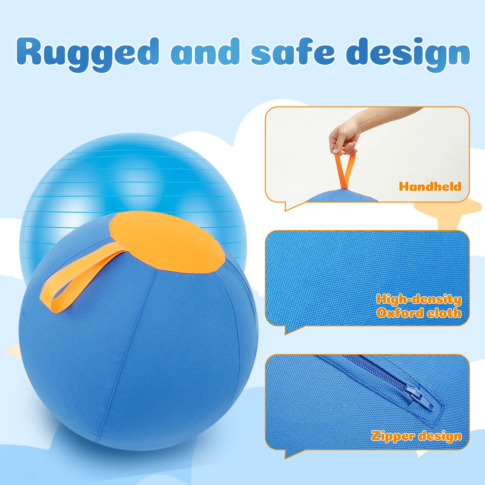 Wekvgz Herding Ball for Dogs 18inch Herding Dog Ball Agility Training Equipment Interactive Herding Horse Ball with Portable Handle Herding Dog Toys for Australian/German Shepherd