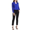 thumbnail image 2 of CAMISA DE BOTONES DE MANGA LARGA CON ESCOTE EN V ELEGANTE PARA MUJERES CHIC S AZUL REAL, 2 of 7