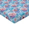 thumbnail image 4 of Ambesonne Exotic Fitted Sheet, Tropical Leaves and Roses, Full Size, Soft Blue Pale Lilac and Pink, 4 of 5