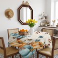 thumbnail image 3 of Orange Blue Fall Table Cloth Waterproof Tablecloths, Thanksgiving Pumpkins Harvest Botanical Rustic Tablecloth Dining Table Cover for Kitchen Party Tabletop Outdoor, Square Tablecloth 60x60 Inch, 3 of 9