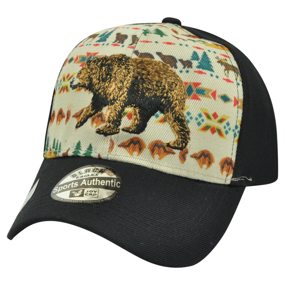 Nature Bears Outdoors Hunting Native Pattern Hat Cap Black Camping Camp