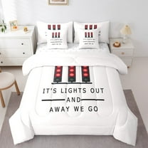 Feelyou Traffic Signal Light Bedding Comforter Set 7 Pieces, White Red Cartoon Full Bedding Set, Teen Kid Child Fitted Sheet Flat Sheet, Ultra Soft Home Decor