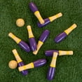 thumbnail image 4 of Lawn Bowling Game/Skittle Ball- Indoor/Outdoor Fun for Kids, Adults –10 Wooden Pins, 2 Balls, and Mesh Bag Set by Hey! Play! (8 Inch -Purple/Yellow), 4 of 6