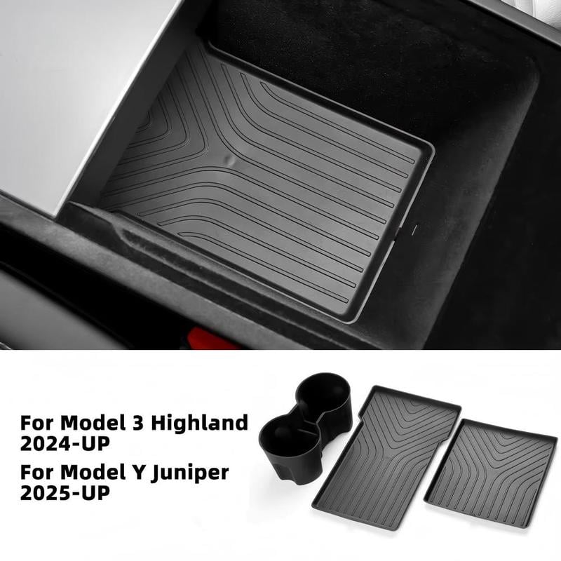 Car Armrest Storage Box For Tesla Model Y Juniper 2025 Model 3 Highland 2024-UP ABS Center Console Organizer Tray Accessories