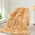 thumbnail image 5 of Ultra Soft Tie-Dye Plush Throw Blanket, Fuzzy Fur Throws, Cozy Fluffy Blankets for Sofa, Couch, Living Room Decor, Warm Gift for Women 51X63 Inches （Yellow）, 5 of 7