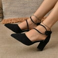 thumbnail image 5 of Pointed Toe High Heels Women Dressy Suede Wedding Evening Cocktail Chunky Heel Sandals Elegant Ankle-Strap Pump Shoes, 5 of 8
