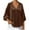 Brown, variant on Women's 3/4 Sleeve Striped Loose Fit Top Casual Pullover Blouse Soft Nylon Spandex