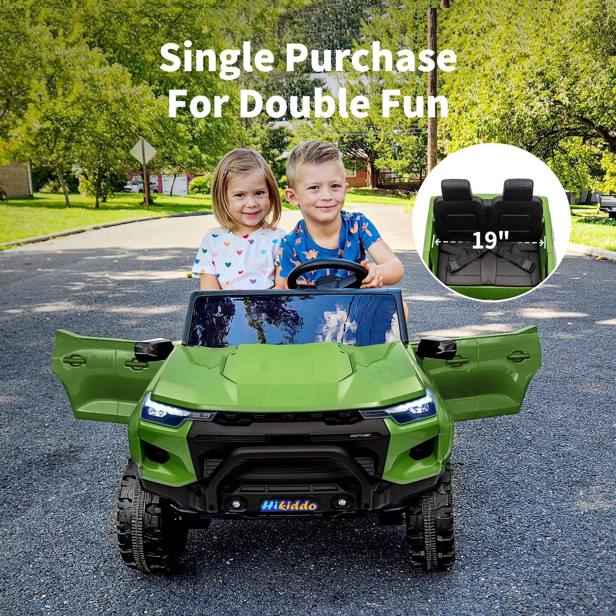 Hikiddo 24V 10Ah Ride on Toy Truck, 4WD 2 Seater Kids Electric Cars for Girl Boy w/ Remote, 4x200W M(图5) Hikiddo 24V 10Ah Ride on Toy Truck, 4WD 2 Seater Kids Electric Cars for Girl Boy w/ Remote, 4x200W M(图5)