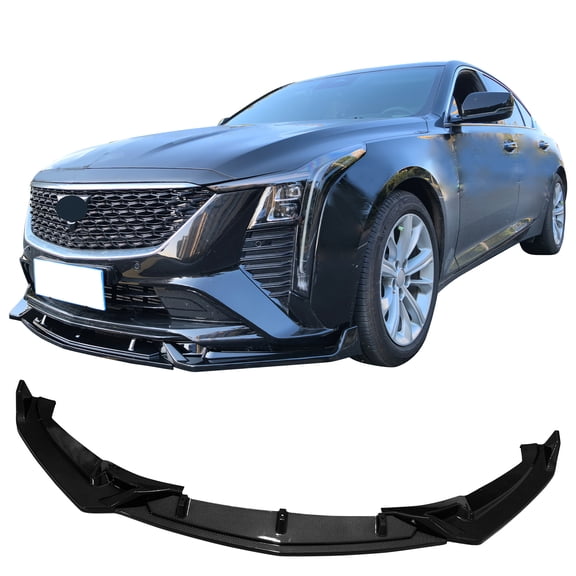 Ikon Motorsports 3PCS Front Bumper Lip Spoiler for 2025-2026 Cadillac CT5 Premium Luxury, PP Carbon Fiber Print Lower Air Dam Chin Splitter