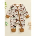 thumbnail image 2 of Suealasg Western Baby Girls Fall Full Length Jumpsuit 3 6 12 Months Infant Girls Long Sleeve Horse Print Romper Bodysuits Newborn Autumn Country Coming Home Clothes, 2 of 8