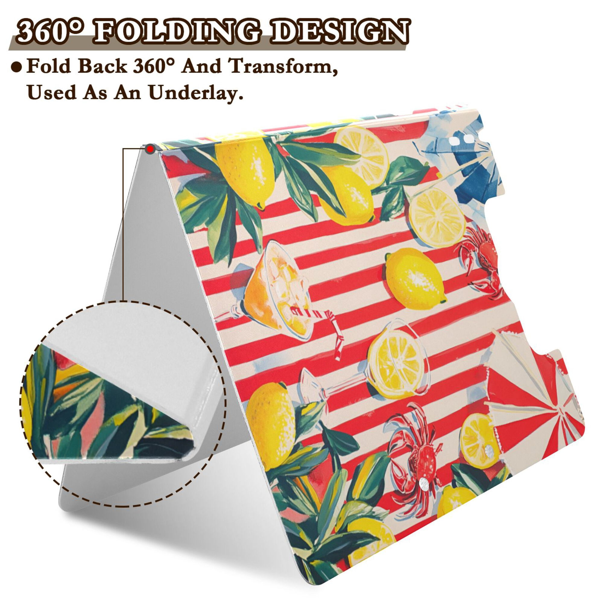 FORMRS A4 Clipboard Folder with Pen Holder Horizontal Foldable School Office Binder, Red Striped Lemon