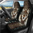 thumbnail image 2 of KUIFORTI Cool Wolf Automobile Seat Covers Full Set 14 Pcs with Auto Center Console Pad Car Steering Wheel Cover Seat Belt Pads Car Headrest Protectors for Cars SUV Sedans, 2 of 7