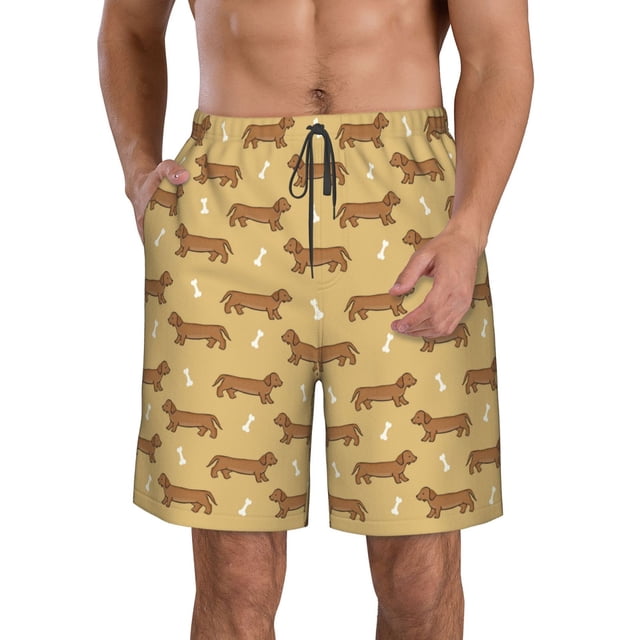 Fotbe Dachshund Dog Puppy Trajes de Baño Estampados para Hombre, Shorts de Verano de Secado Rápido, Ropa de Playa, Bañadores-3X-Large