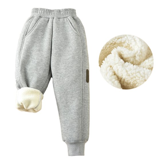 QUDDERR Boys Girls Fleece Lined Sweatpants for Kids Youth Unisex Winter Padded Jogger Pants Thick Warm Trousers 3-13Y