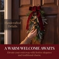 thumbnail image 5 of Artificial Teardrop Christmas Wall Hanging Wreath, Upside‑Down Garland with Velvet Bow & Copper Bells, Pre‑Made Ornament for Front Door, Mantel, Porch Xmas Decor, 5 of 9