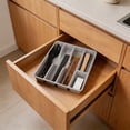 thumbnail image 4 of Lenkho Plastic Kitchen Drawer Silverware Organizer, Adjustable Utensil Divider Tray, Cutlery Storage Holder for Spoons, Forks, Knives, Chopsticks, 4 of 6