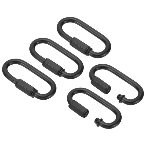 Uxcell 5mm Steel Chain Quick Links Screw Locking Chain Connector Ring Hook Clips 88 Lbs Black 5 Pack