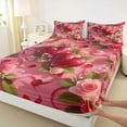 thumbnail image 3 of Castle Fairy Love Heart Couple 4pcs Bed Sheets for Teens Adults,Floral Rose King Sheets,Romantic Valentine's Day Super Cozy Sheet Set,Lightweight Room Decor, 3 of 7