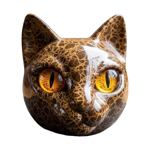 OIUR Realistic Cat Head Sculpture Hand-Carved Cat Head Statue Figurine Home Office Desktop Decoration Ornament Cat Lovers Gift