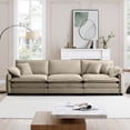 thumbnail image 3 of CoSoTower Mid-Century Modern 3-Seater Sectional Sofa with 2 Arm Pillows and 3 Throw Pillows,Tan Corduroy Fabric, 3 of 9