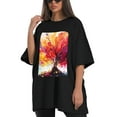 thumbnail image 4 of Plus Size Shirt for Women Black Tops for Women Oversized Short Sleeves Shirt for Women Tree 4 T Shirt Crewneck Shirt for Women L, 4 of 5