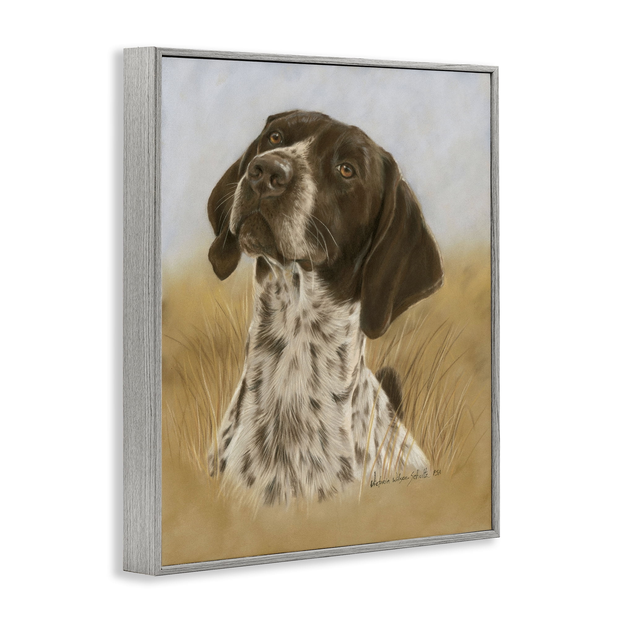 Stupell Industries Pointer Hunting Dog Animals & Insects Painting Gray Framed Art Print Wall Art, 16 x 20