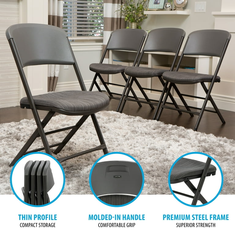 Lifetime Padded Folding Chair - 4 Pk (Commercial), Urban Gray