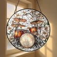 Blue Drum Set Stained Glass Suncatcher – Music Window Panel, Floral ...