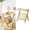 thumbnail image 4 of Sofa Side Table, Side Table Elegant Home Decor Bamboo Support Bedside Night Stand Glass Tabletop  for Bedroom, 4 of 8